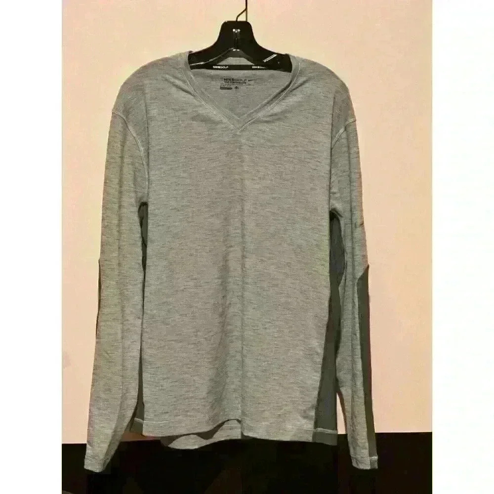Nike Golf Dri Fit Tour Performance V Neck Shirt Mens Size L Long Sleeve READ